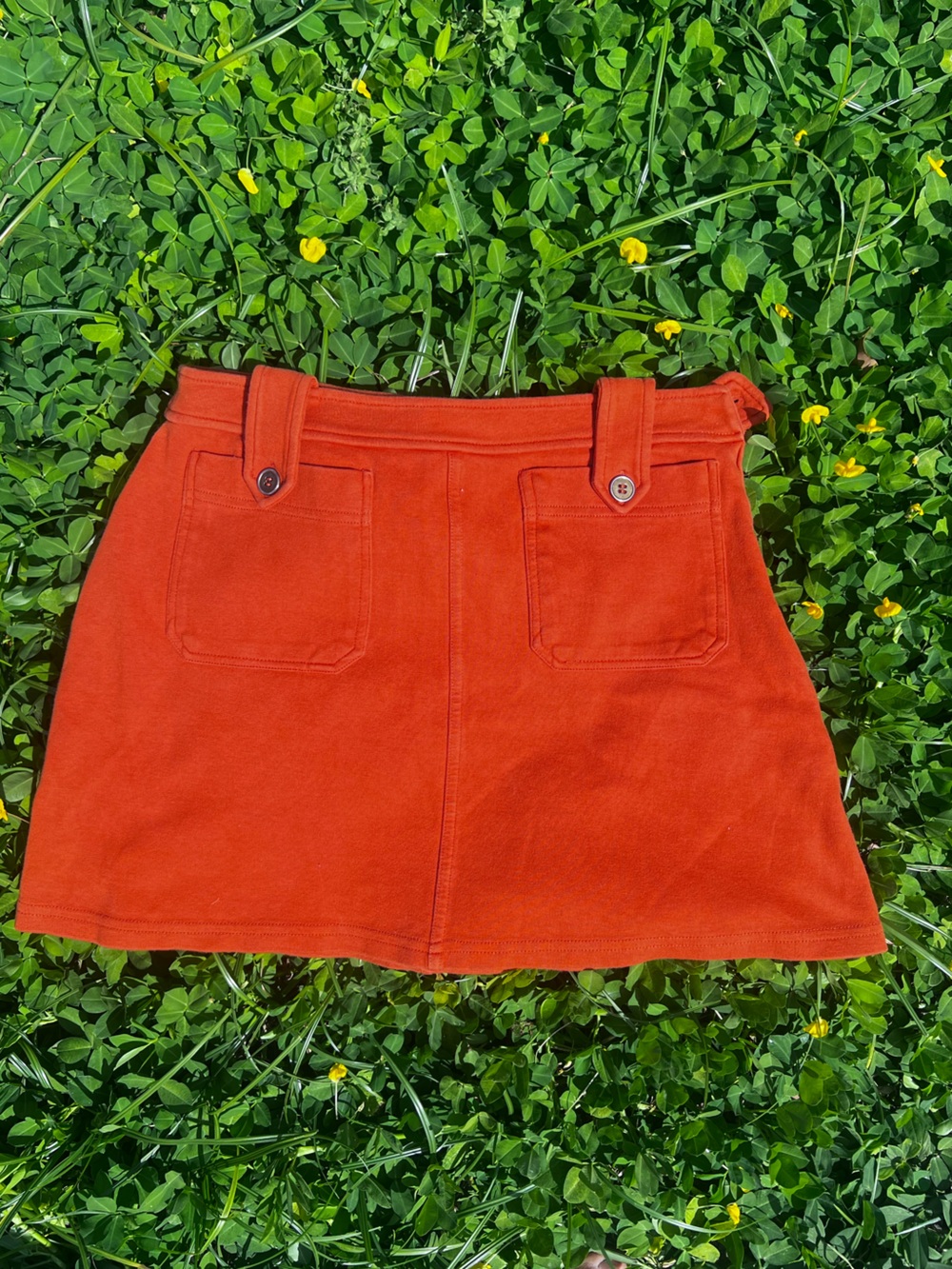 Orange A-line Soft Mini Skirt SMALL